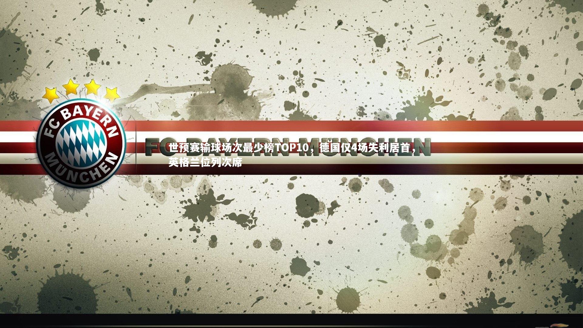 世预赛输球场次最少榜TOP10，德国仅4场失利居首，英格兰位列次席